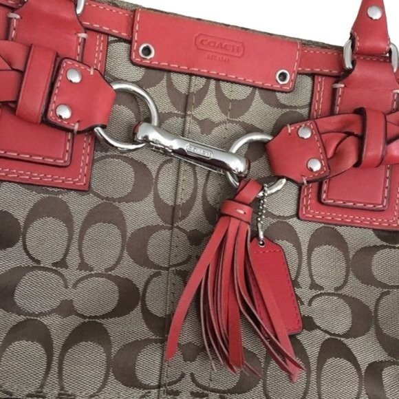 Coach Hamptons Signature C Orange Leather Purse - Picture 3 of 15